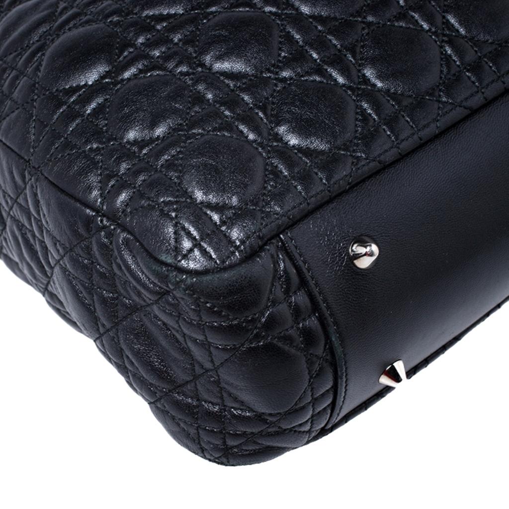 Dior Black Cannage Quilted Leather Soft Shopper Tote 5