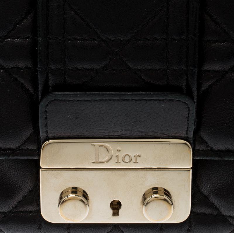 Dior Black Cannage Quilted New Lock Wallet on Chain 4