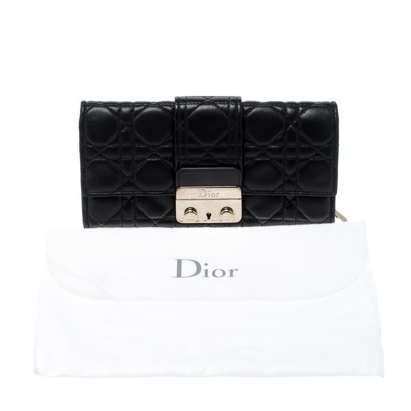 Dior Black Cannage Quilted New Lock Wallet on Chain 5