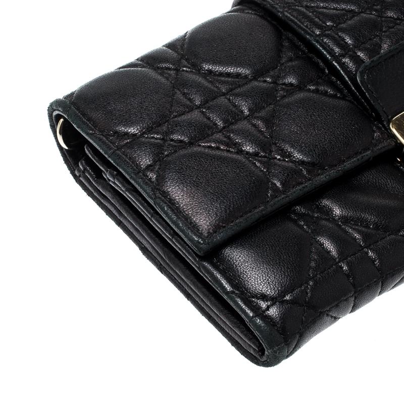 Dior Black Cannage Quilted New Lock Wallet on Chain 1