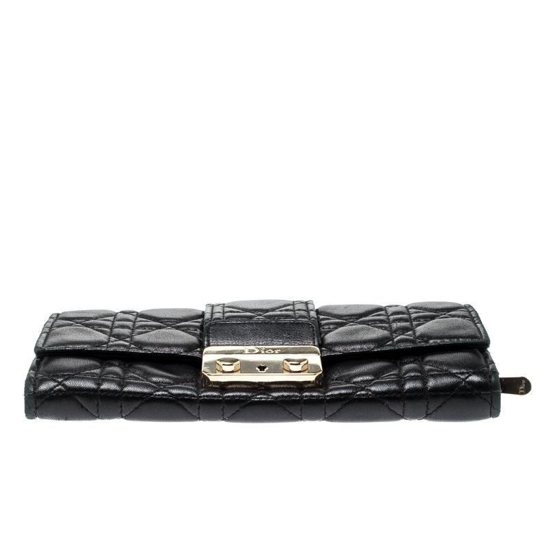 Dior Black Cannage Quilted New Lock Wallet on Chain 2