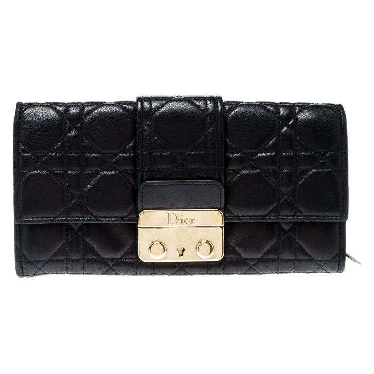 Dior Black Cannage Quilted New Lock Wallet on Chain at 1stDibs | who is the lady  dior bag named after, dior cannage wallet on chain, dior quilted wallet