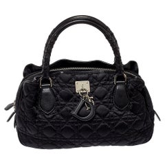 Dior Black Cannage Quilted Nylon and Leather Charming Satchel