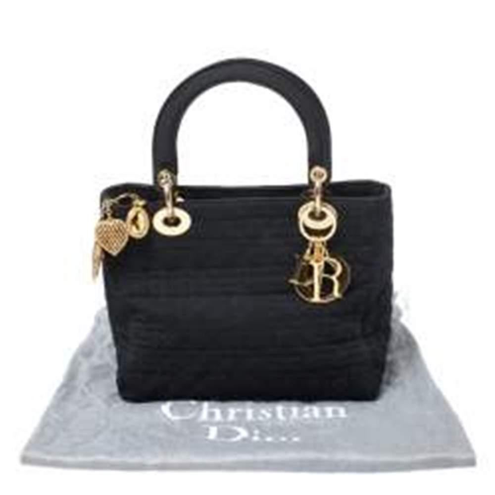 Dior Black Cannage Quilted Nylon Medium Lady Dior Tote 5