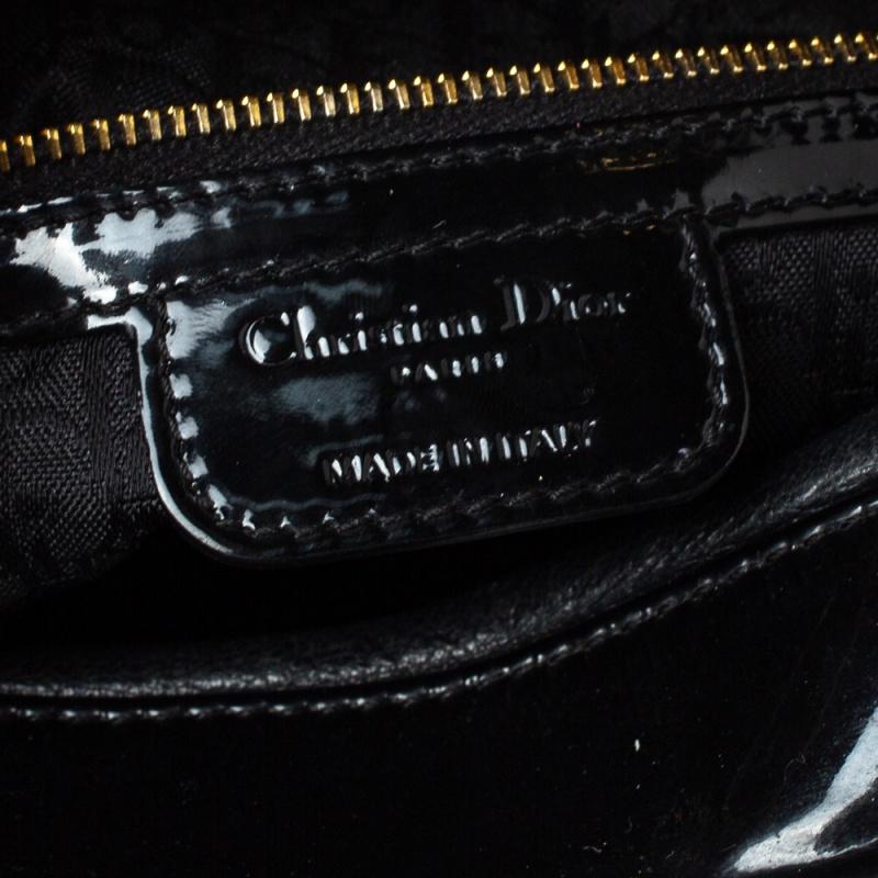Dior Black Cannage Quilted Patent Leather Large Lady Dior Tote 5