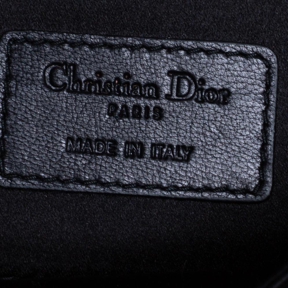 Dior Black Cannage Satin Crystal Embellished Chain Clutch 6
