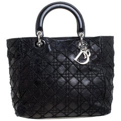 Dior Black Cannage Soft Leather Lady Dior Tote