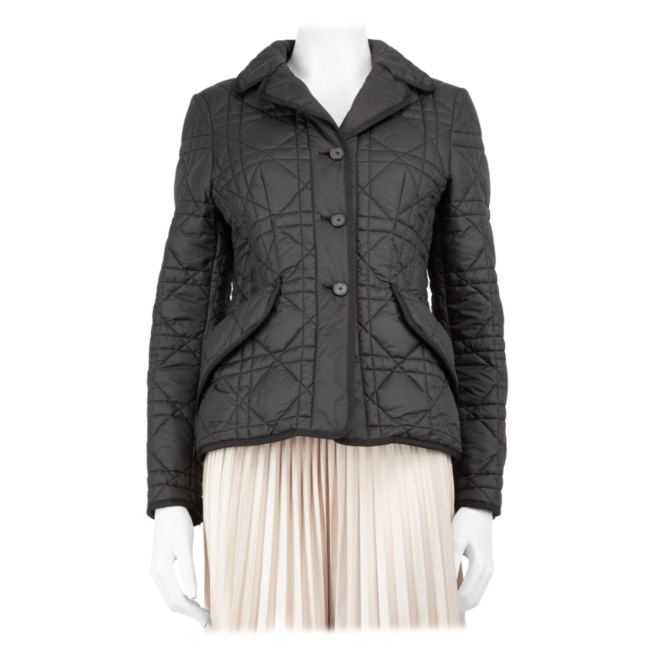 Dior Black Cannage Taffeta Quilted Jacket Size L