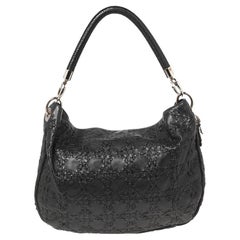 Dior Black Cannage Whipstitch Leather Hobo