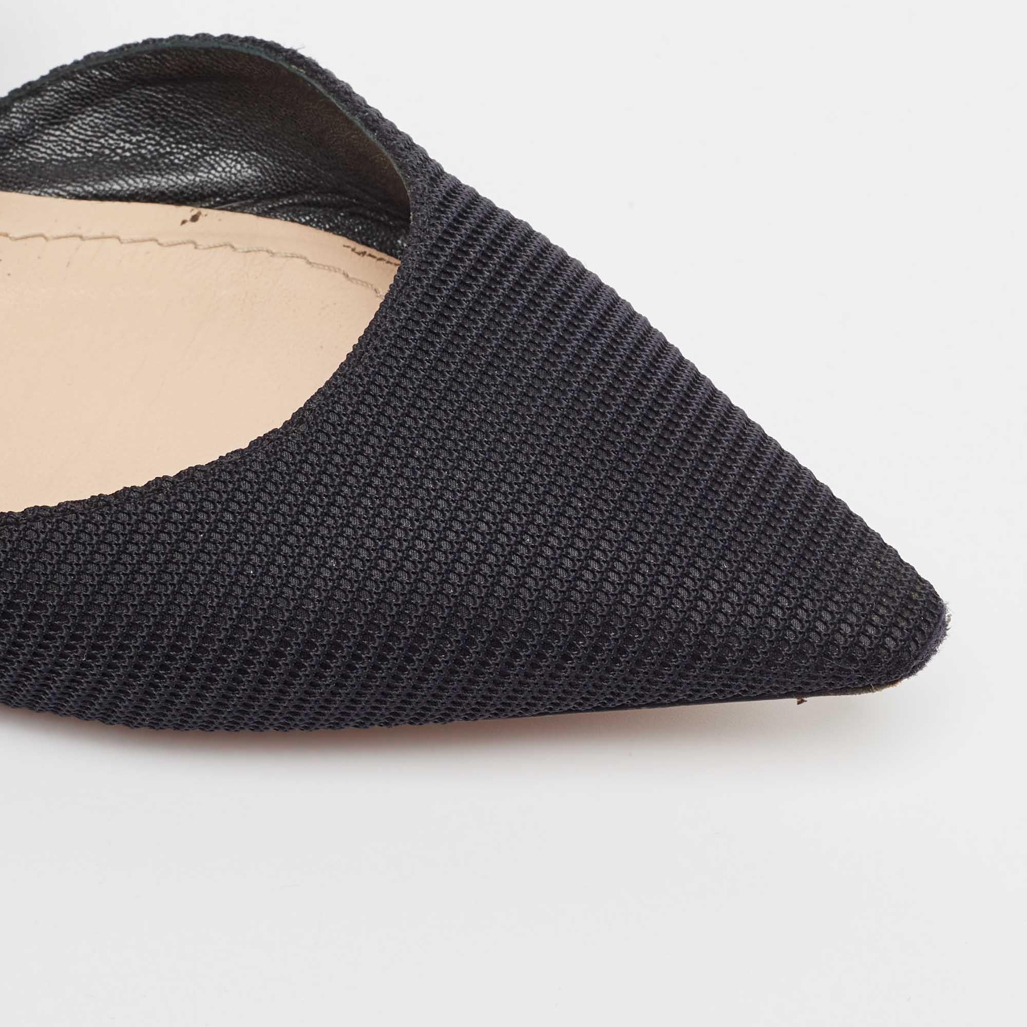 Dior Black Canvas and Leather D-Dior Flat Mules Size 38.5 3