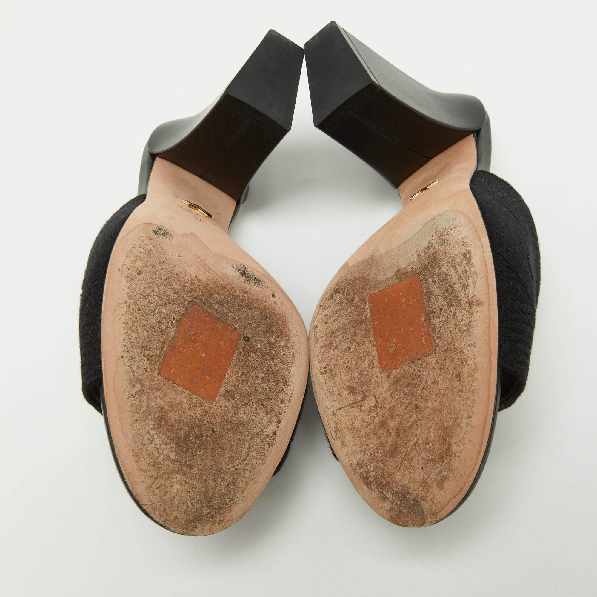 Dior Black Canvas and Leather Dway Block Heel Slide Sandals Size 38 4
