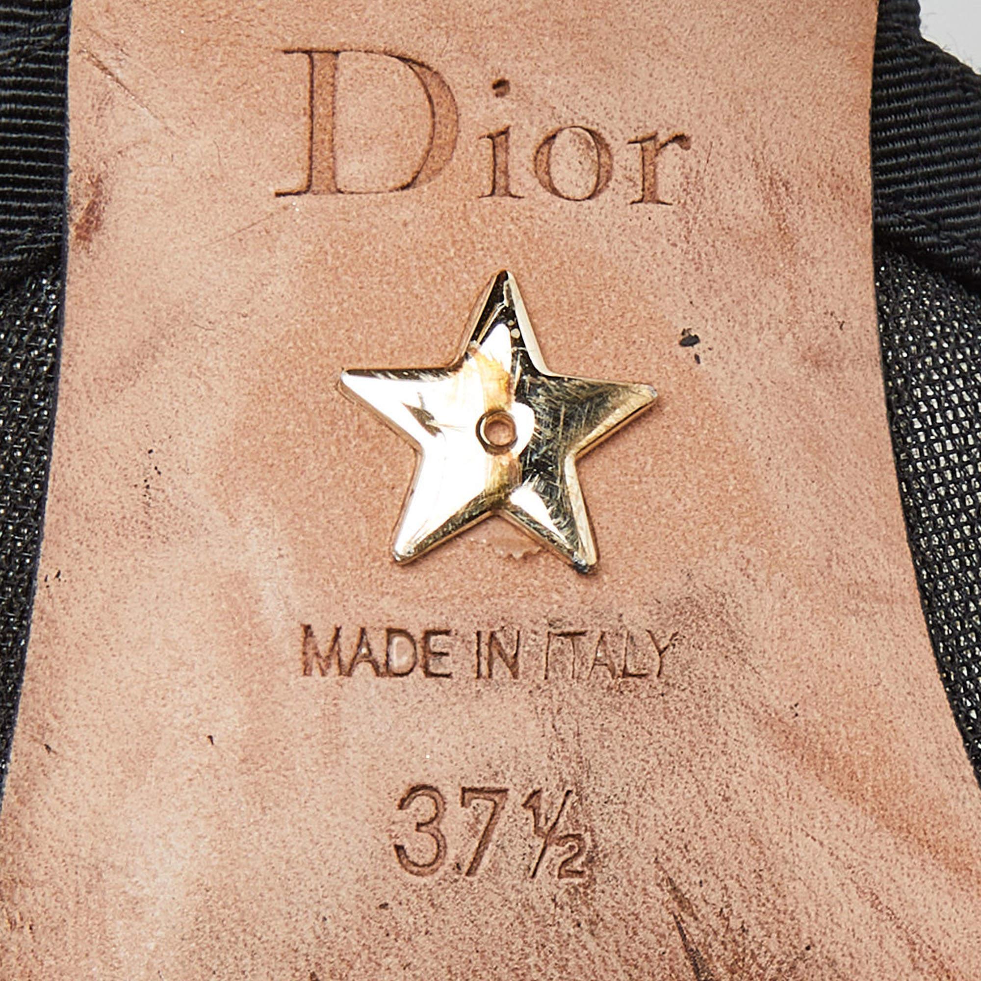 Dior Black Canvas and Mesh J'adior Slingback Pumps Size 37.5 3