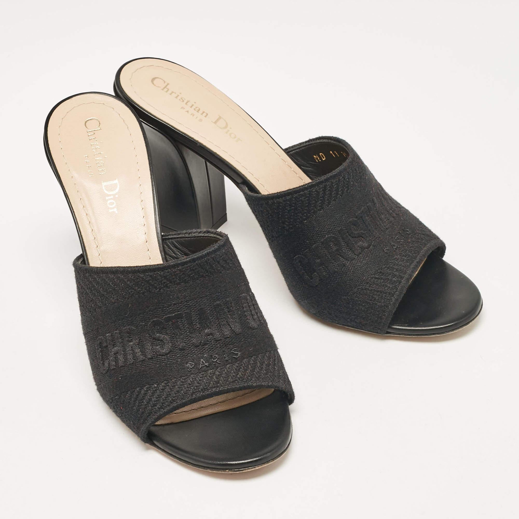Women's Dior Black Canvas Dway Slide Sandals Size 40