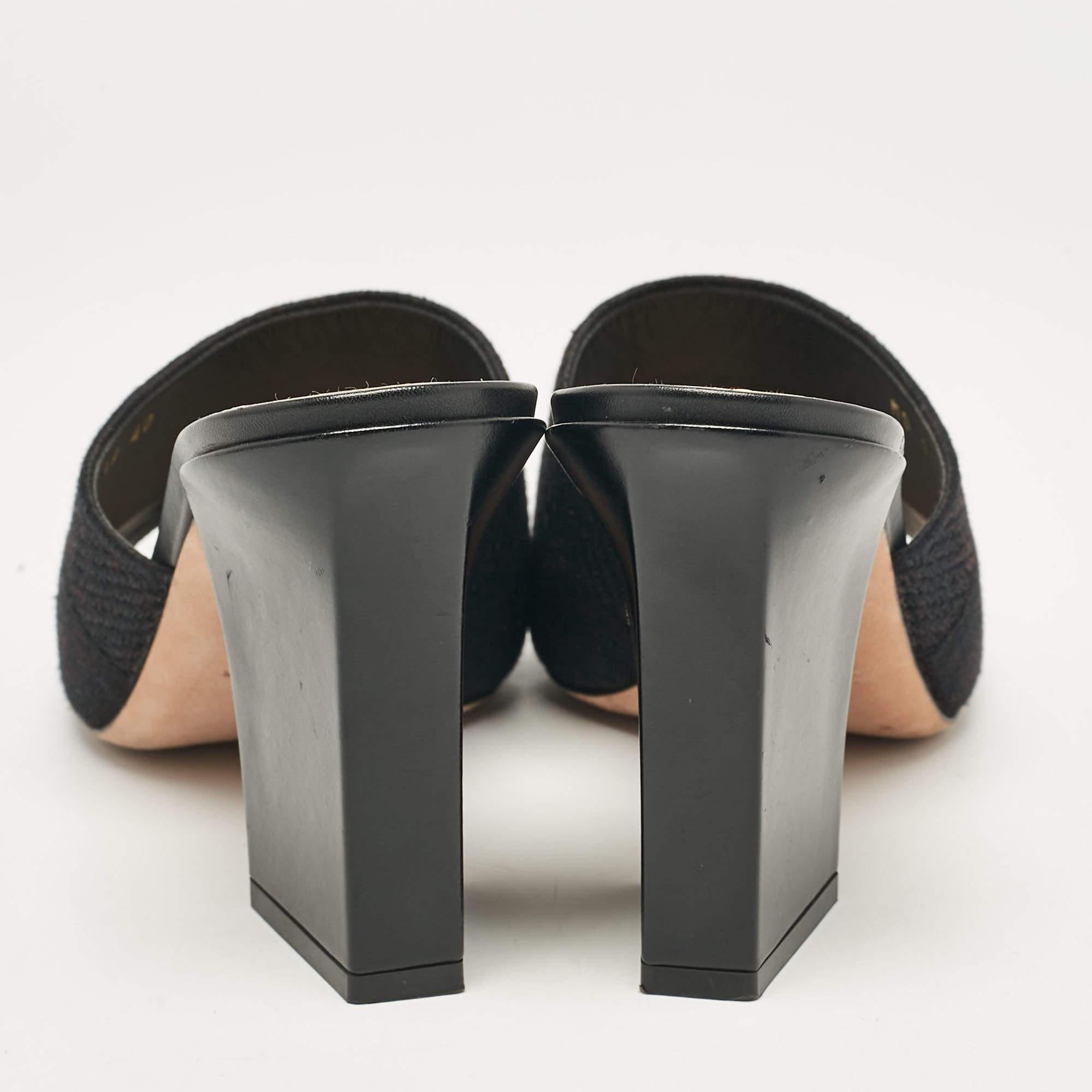 Dior Black Canvas Dway Slide Sandals Size 40 1