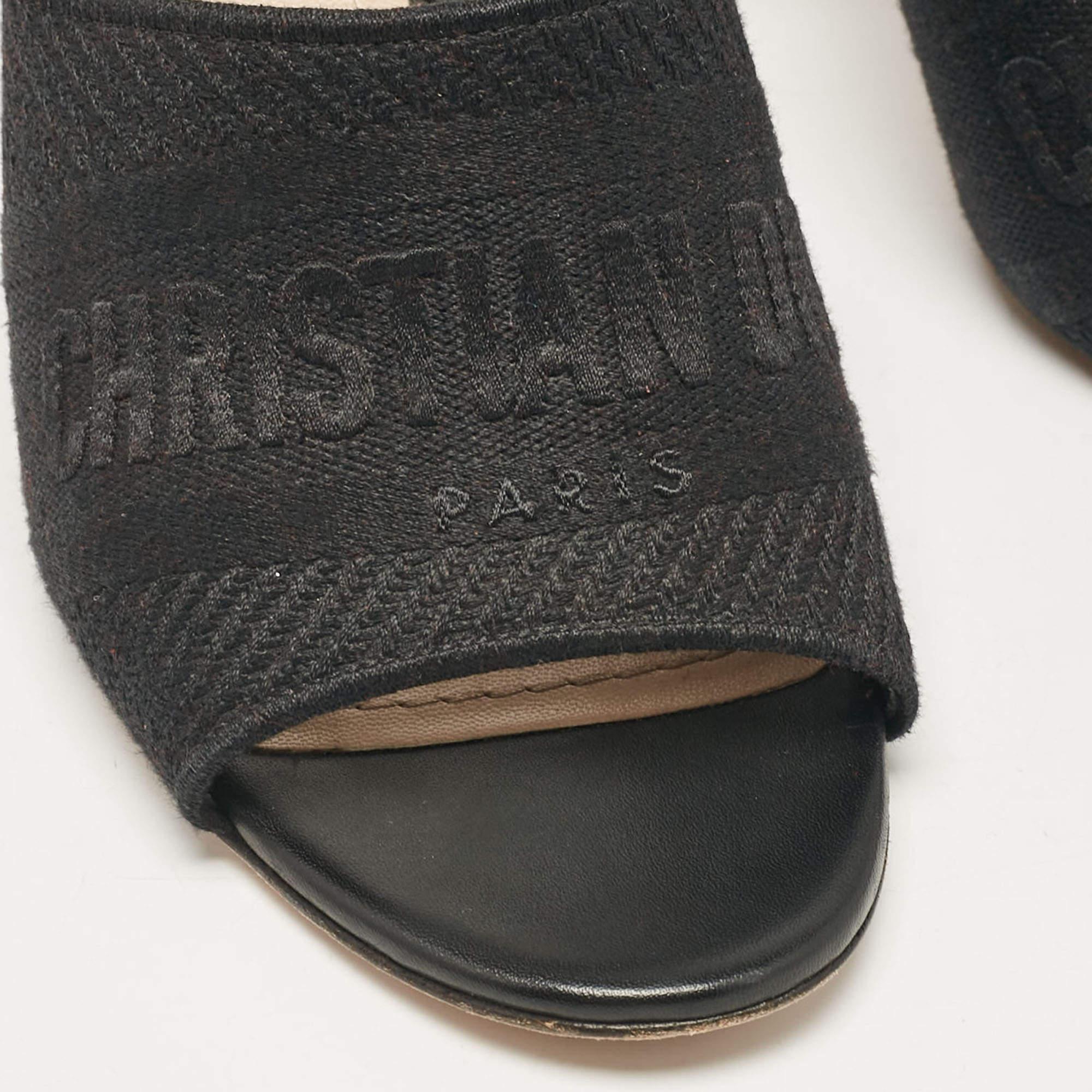 Dior Black Canvas Dway Slide Sandals Size 40 3