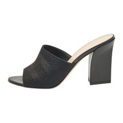 Dior Black Canvas Dway Slide Sandals Size 40