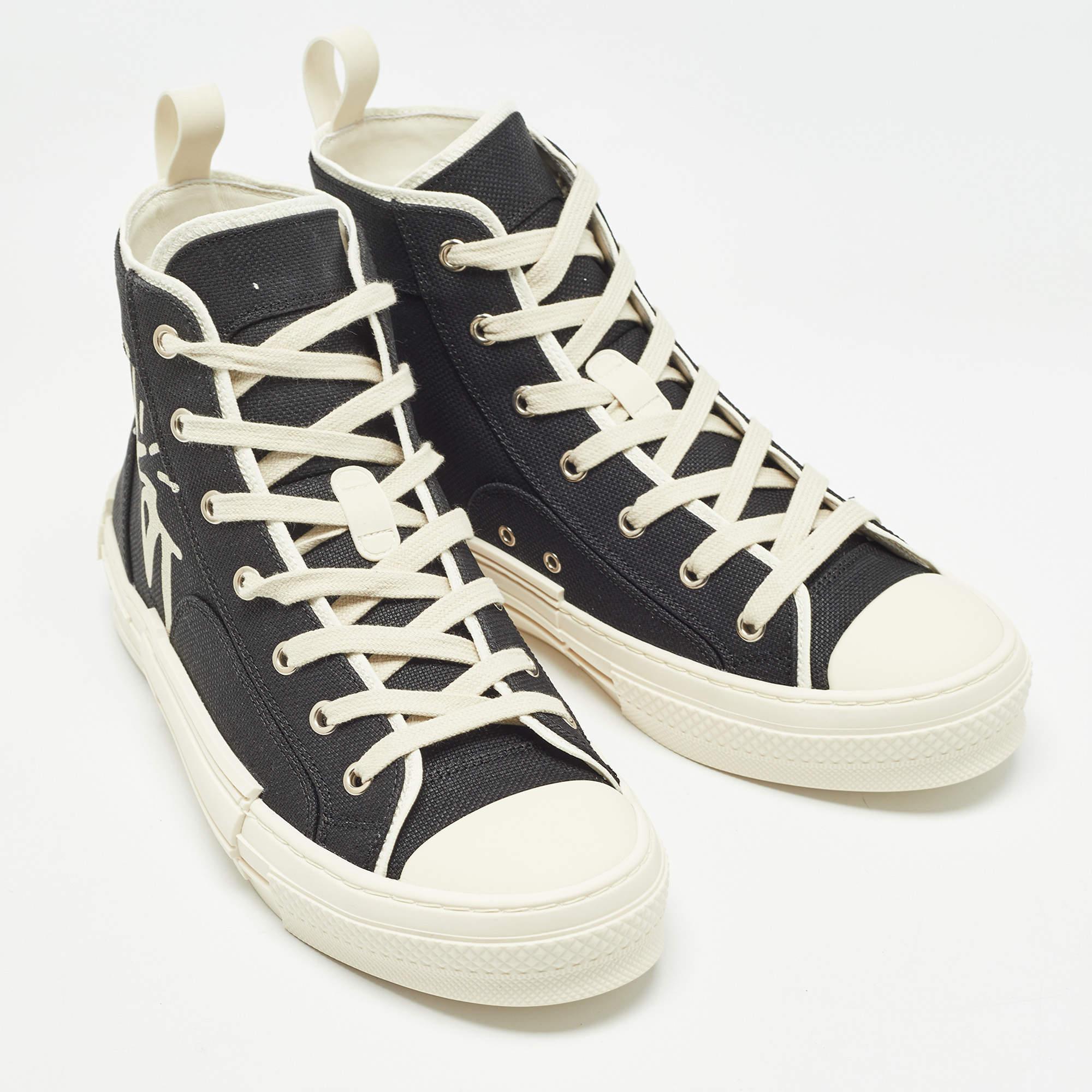 Dior Black Canvas Jack B23 High Top Sneakers Size 41.5 In New Condition For Sale In Dubai, Al Qouz 2