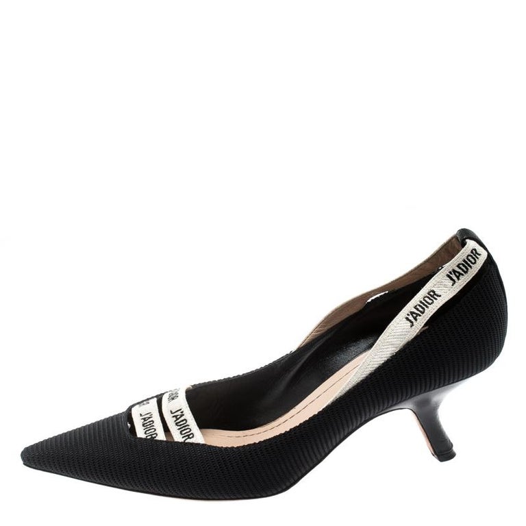 Dior Black Canvas J'adior Ribbon Pointed Toe Pumps Size 40 For Sale at ...