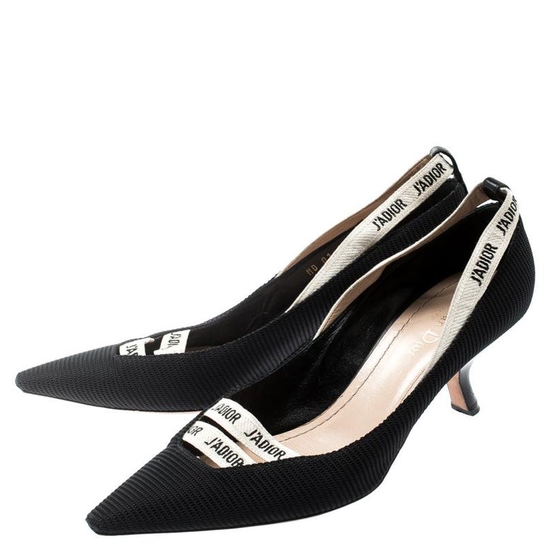 Dior Black Canvas J'adior Ribbon Pointed Toe Pumps Size 40 For Sale at ...