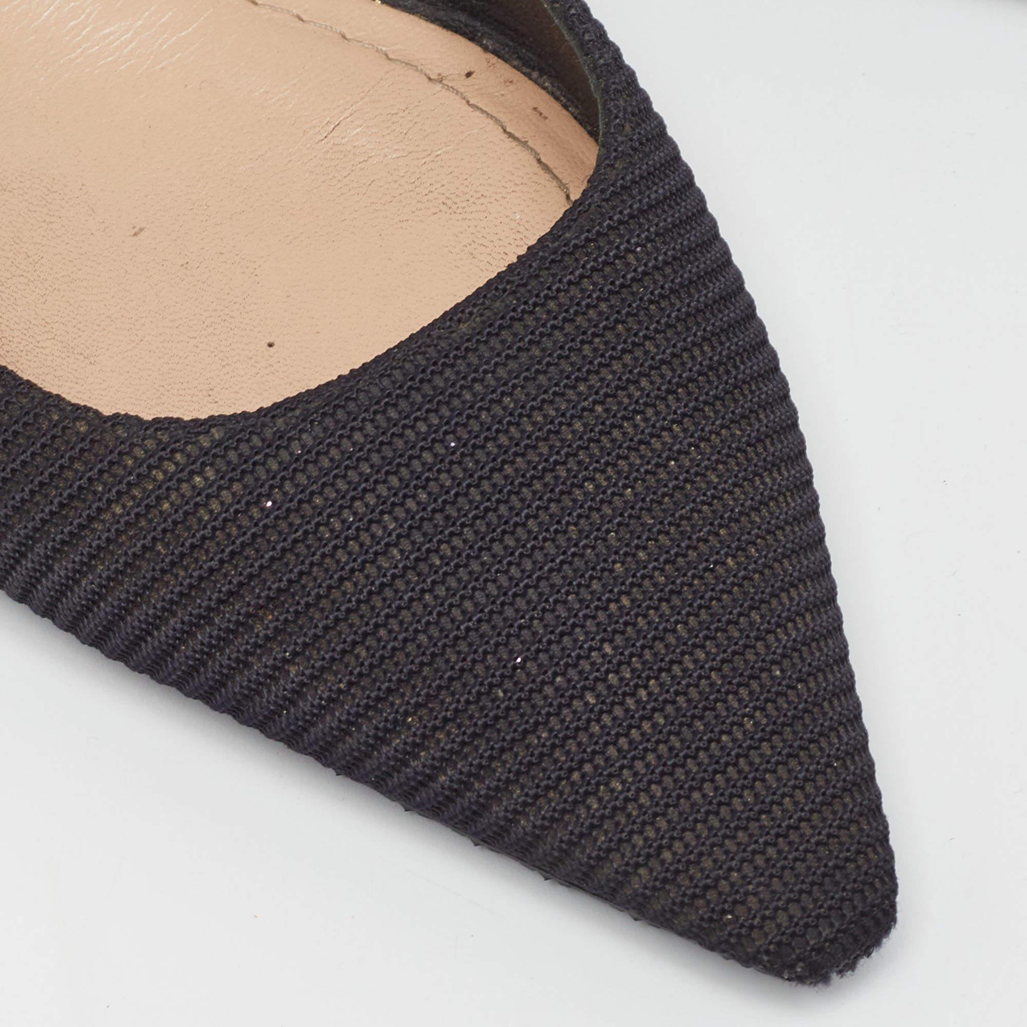 Dior Black Canvas J'Adior Slingback Flats Size 37 3