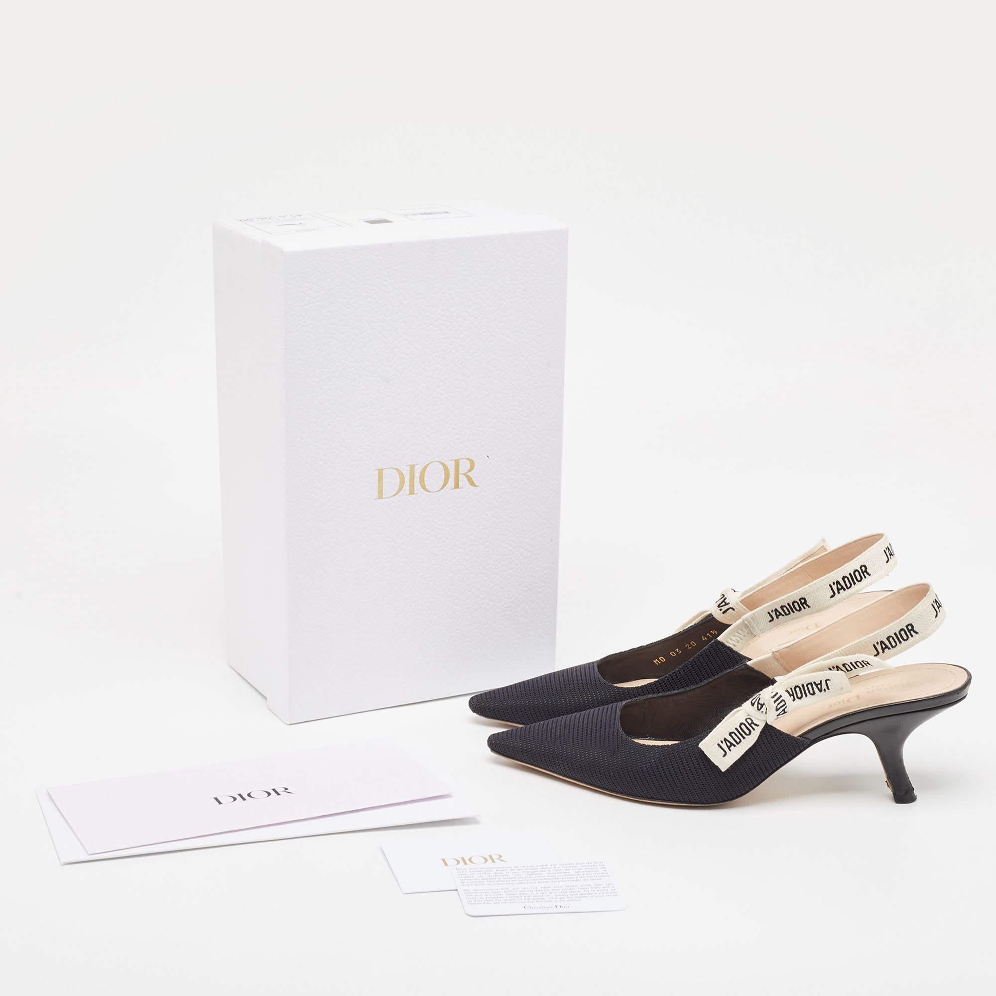 Dior Black Canvas J'adior Slingback Pumps Size 41.5 5