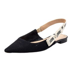 Dior Black Canvas J'adior Slingback Sandals Size 39