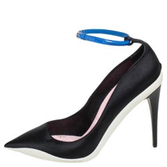 Dior Black Canvas Pointed Toe Ankle Strap Pumps Size 39.5