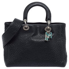 Dior Black Canyon Grained Leather Lady Dior Tote