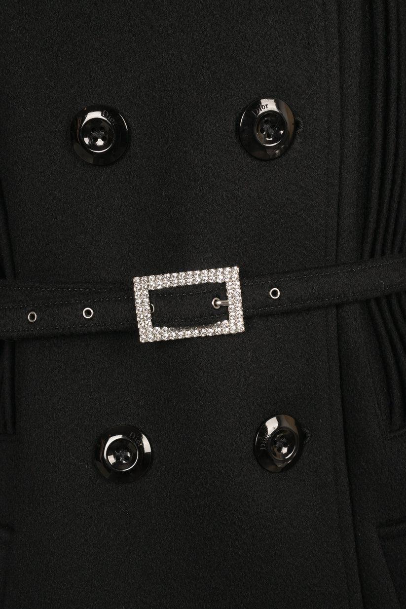 Manteau Dior en cachemire noir doublé de soie, 2007 en vente 1