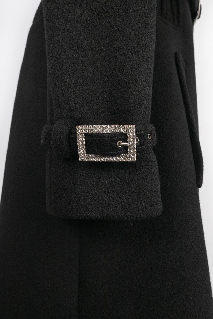 Manteau Dior en cachemire noir doublé de soie, 2007 en vente 3