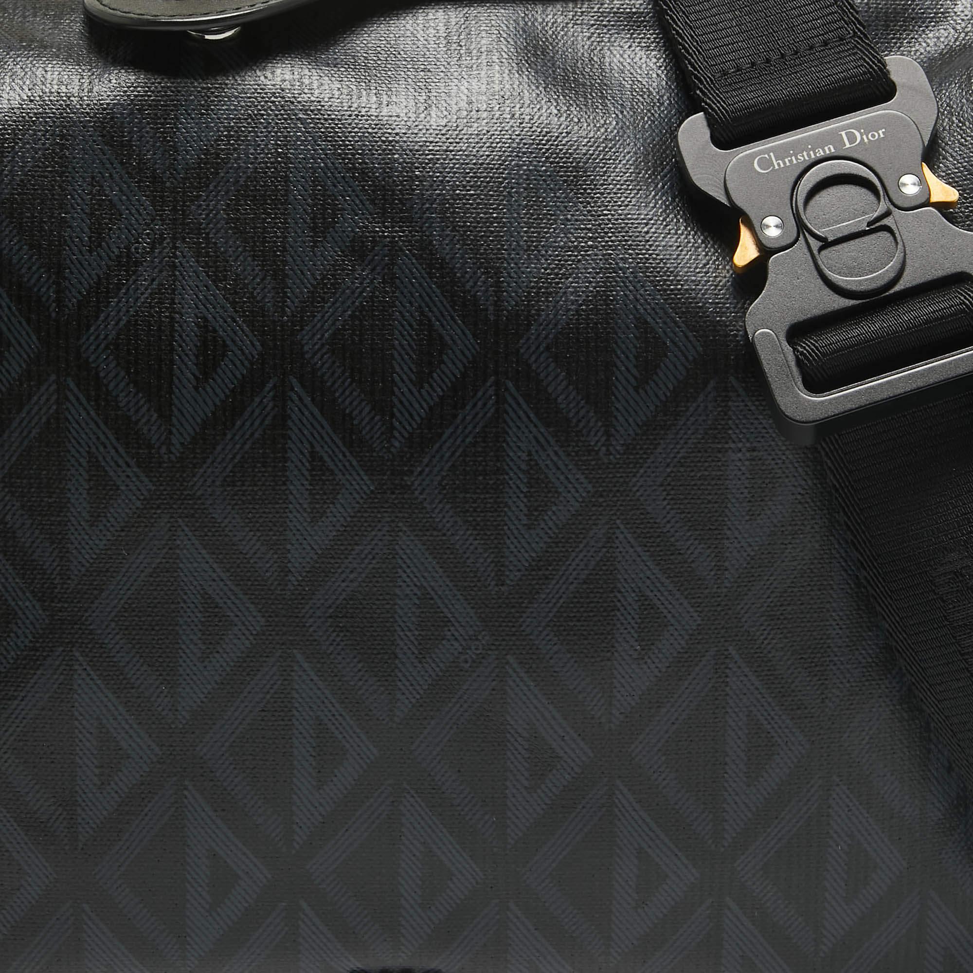 Dior Black CD Diamond Print Coated Canvas and Leather Lingot Messenger Bag For Sale 1