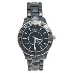 Dior Black Ceramic Stainless Steel VIII Place Women's Wristwatch 38 mm