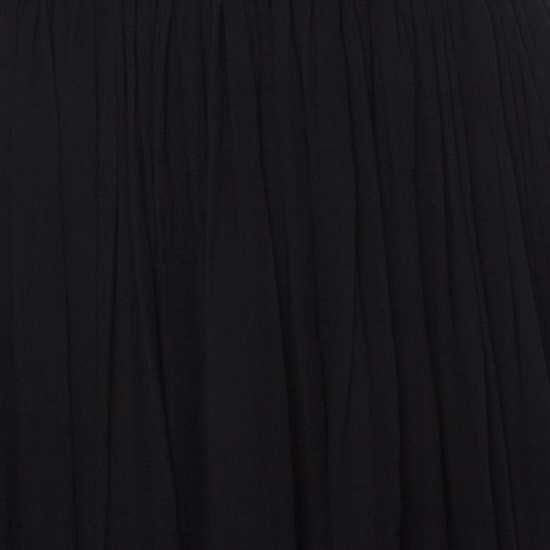 Women's Dior Black Chiffon Silk Strapless Gathered Dress S