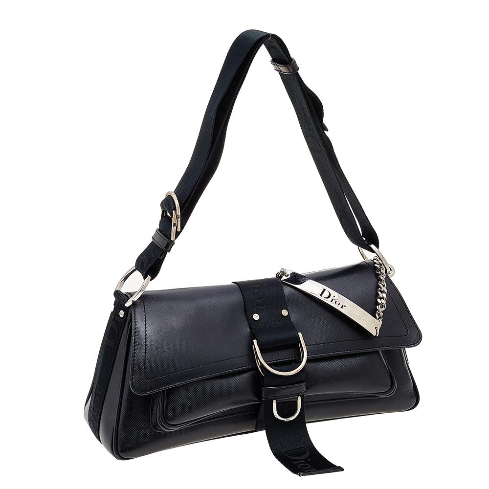 Dior - Sac à bandoulière Hardcore en toile enduite noire et cristal Bon état à Dubai, Al Qouz 2