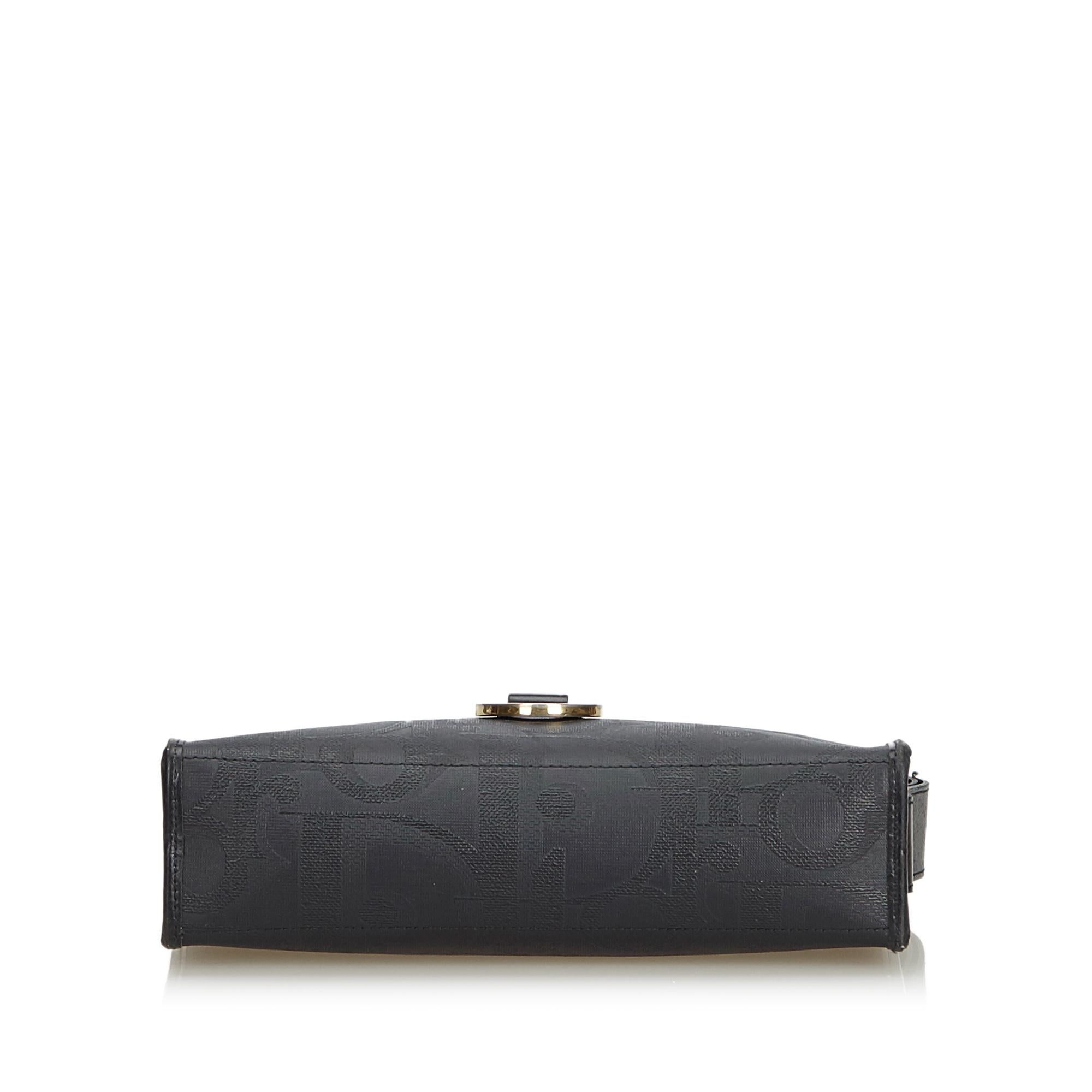 Women's Dior Black Coated Canvas Fabric Oblique Clutch Bag France For Sale