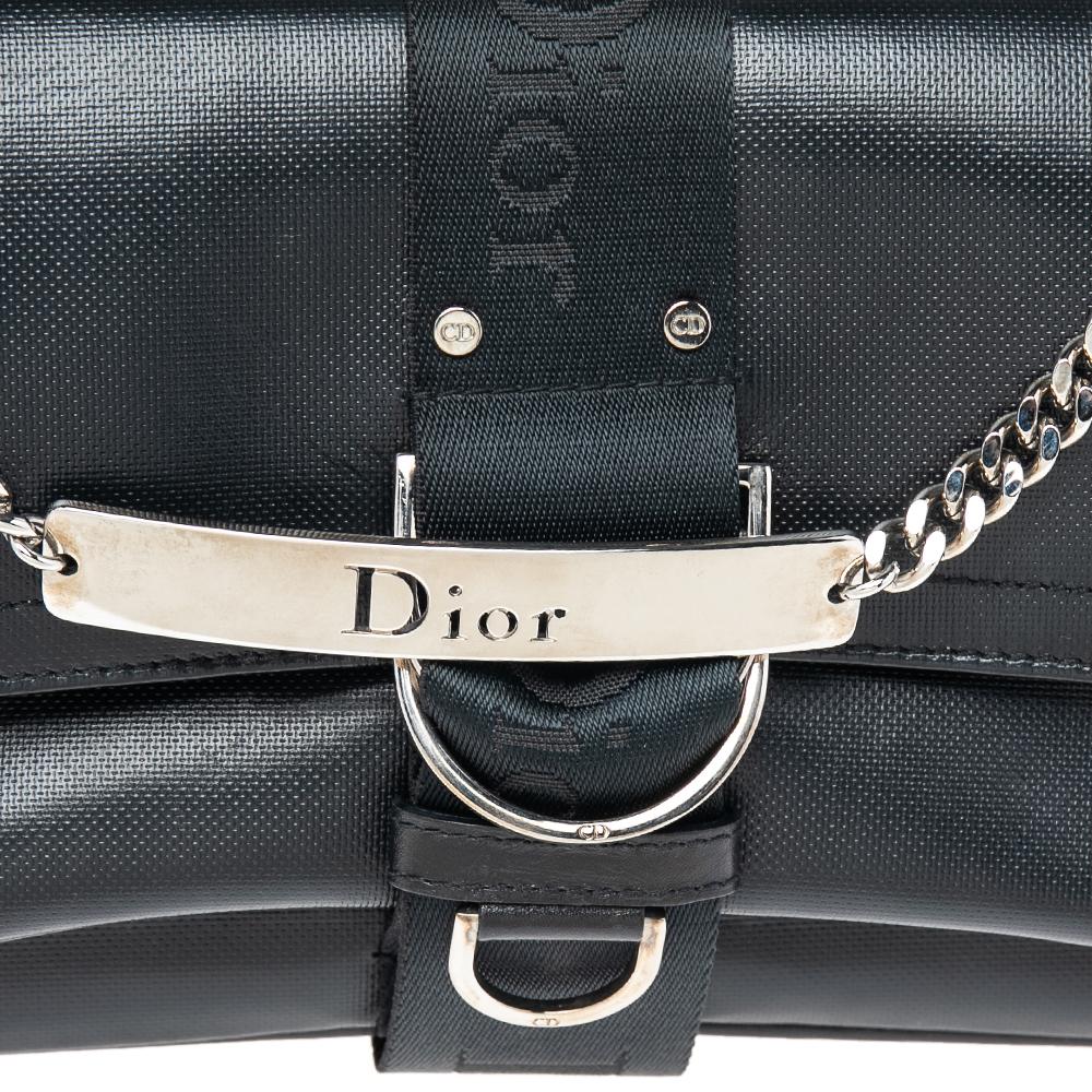 Women's Dior Black Coated Canvas Hardcore Shoulder Bag