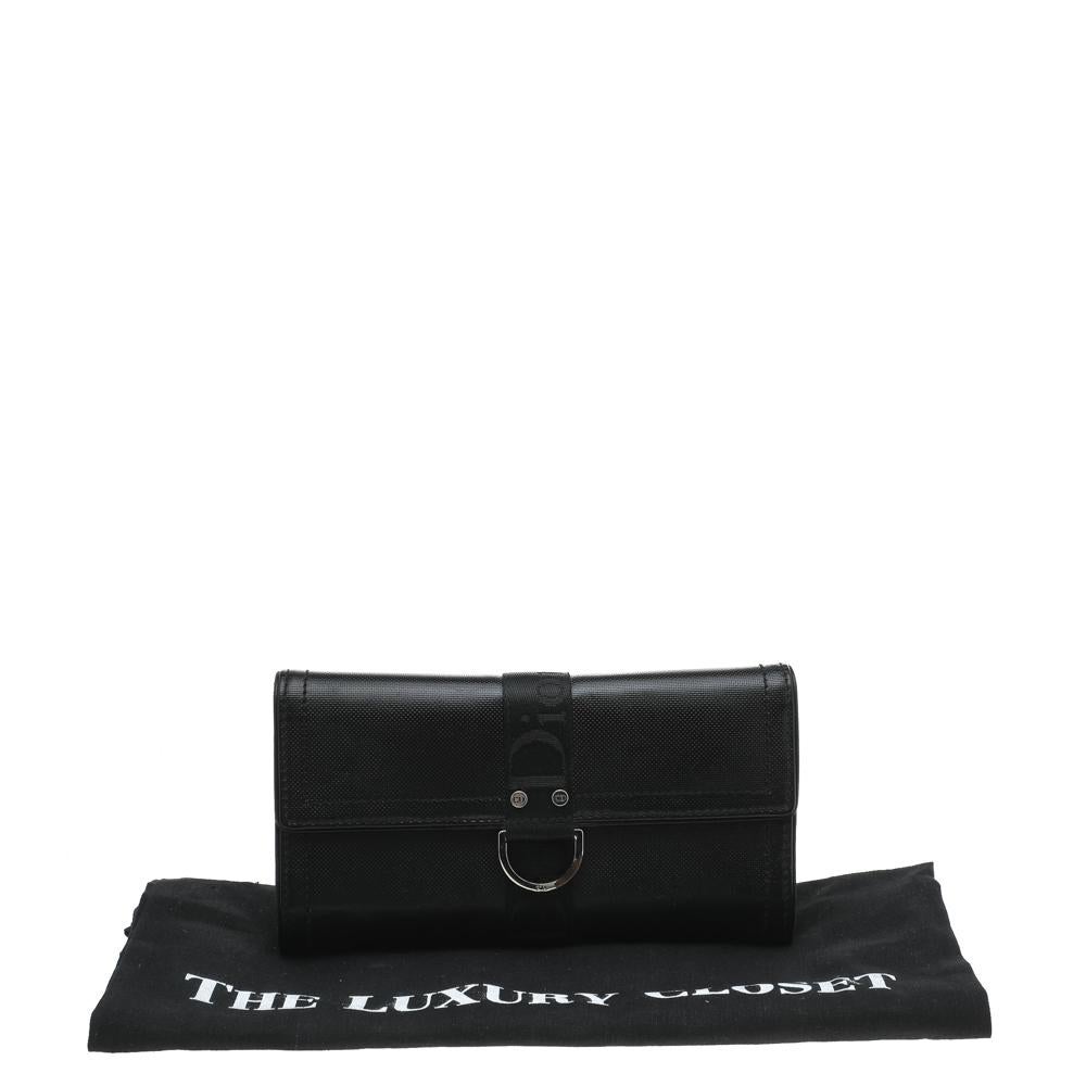 Dior Black Coated Canvas Logo-Tape Continental Wallet 2