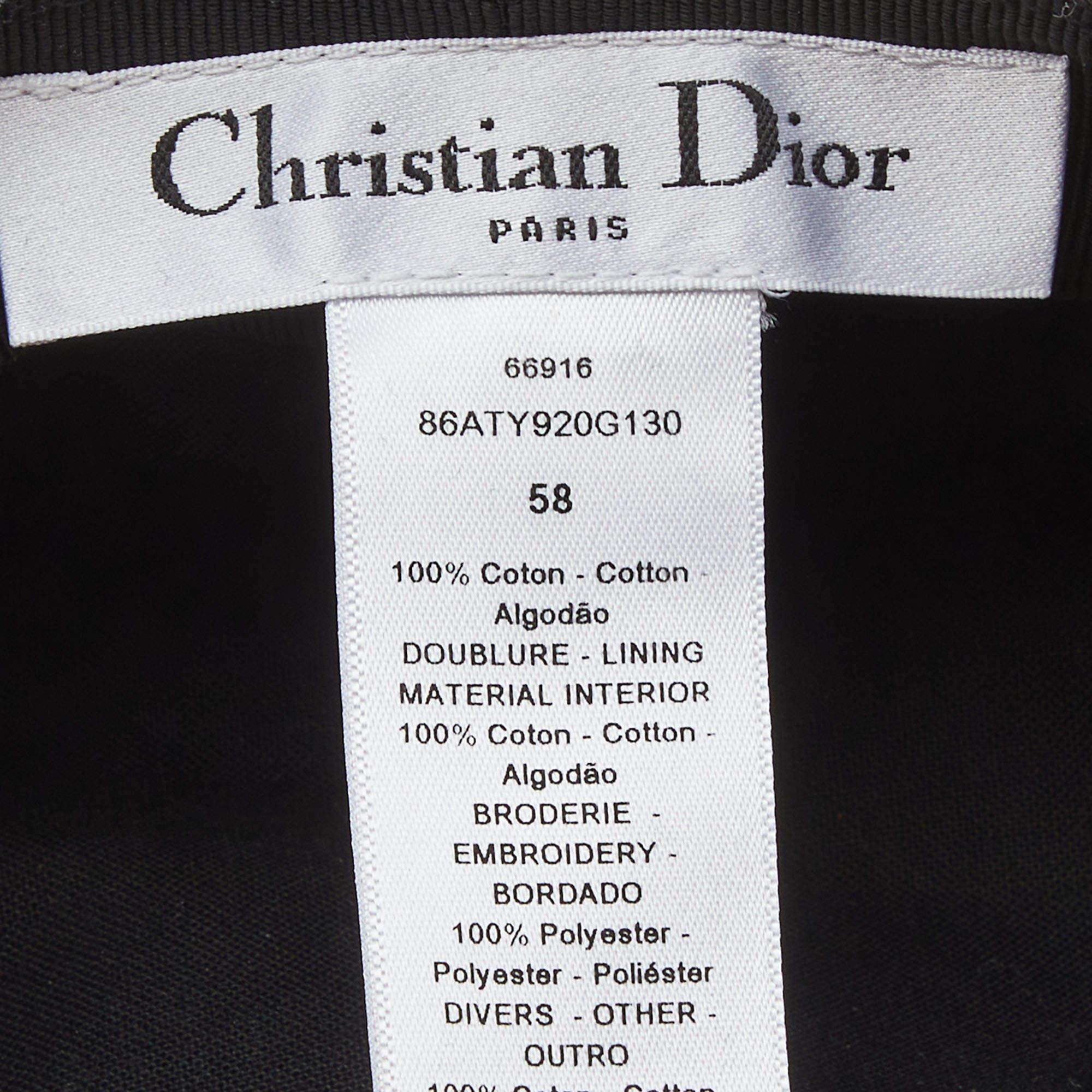 Dior Black Cotton Arty Mesh Veil Newsboy Cap Size 58 For Sale 2
