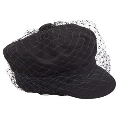 Dior Black Cotton Mesh Veil Newsboy Cap Size 58