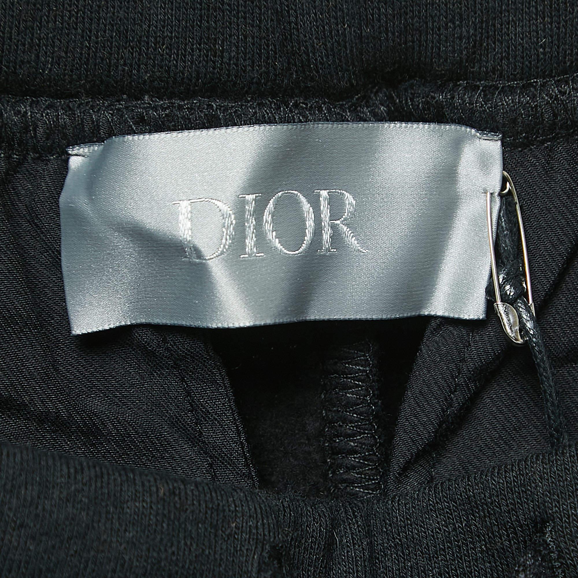 Men's Dior Black Cotton Blend Knit Drawstring Joggers M For Sale