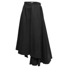 Dior Black Cotton Pleated Asymmetrical Wrap Skirt M