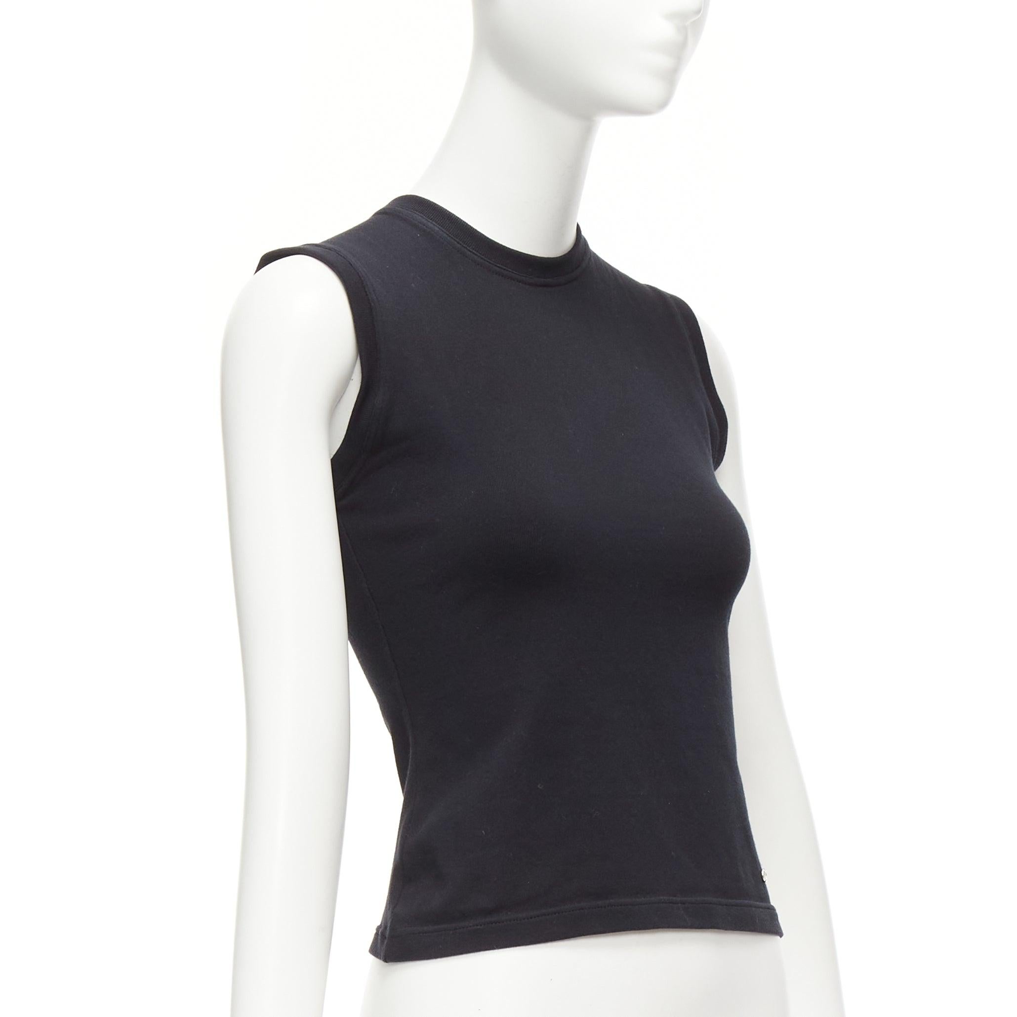 DIOR black cotton silver CD logo plate sleeveless crew neck tank top FR36 S In Good Condition For Sale In Hong Kong, NT