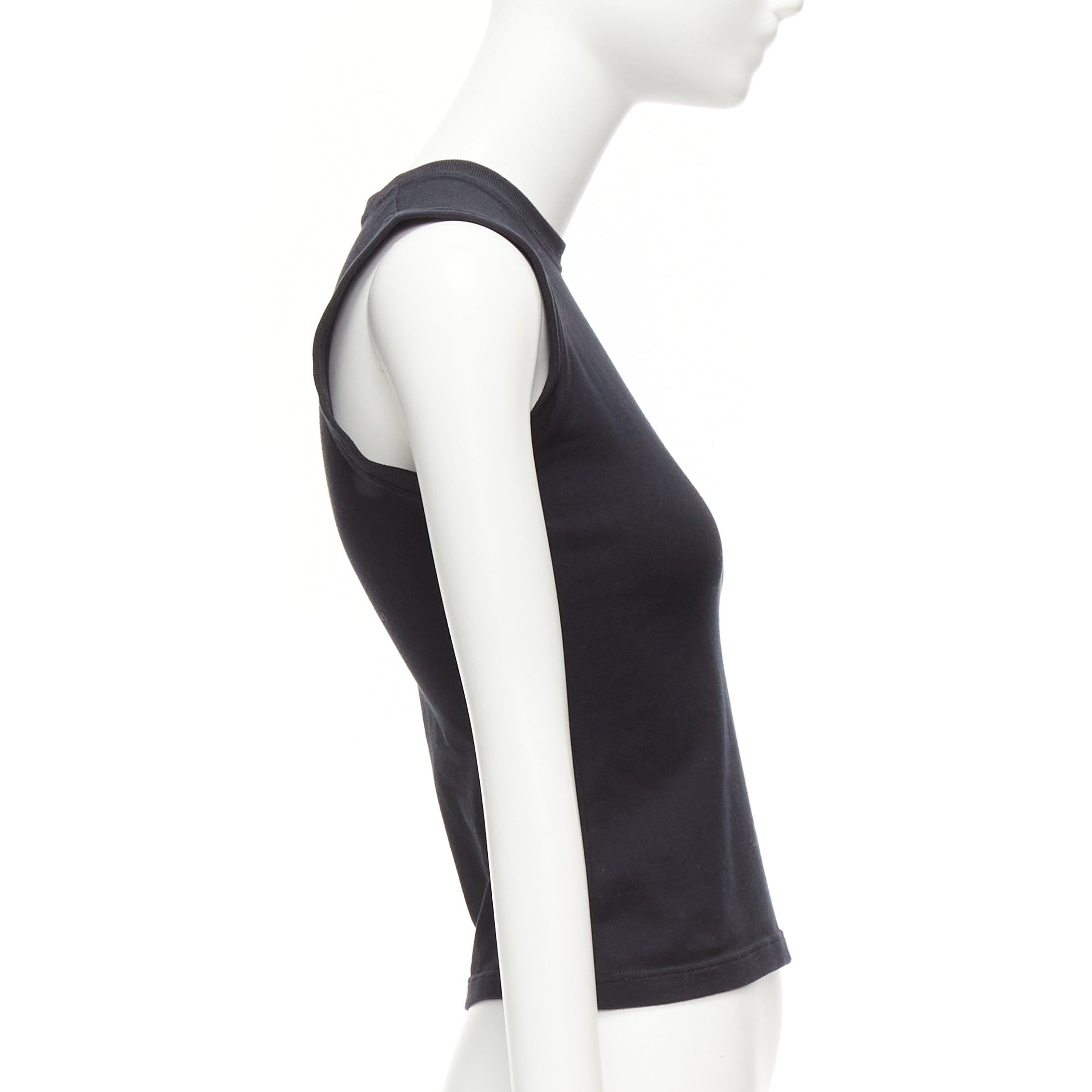Women's DIOR black cotton silver CD logo plate sleeveless crew neck tank top FR36 S For Sale