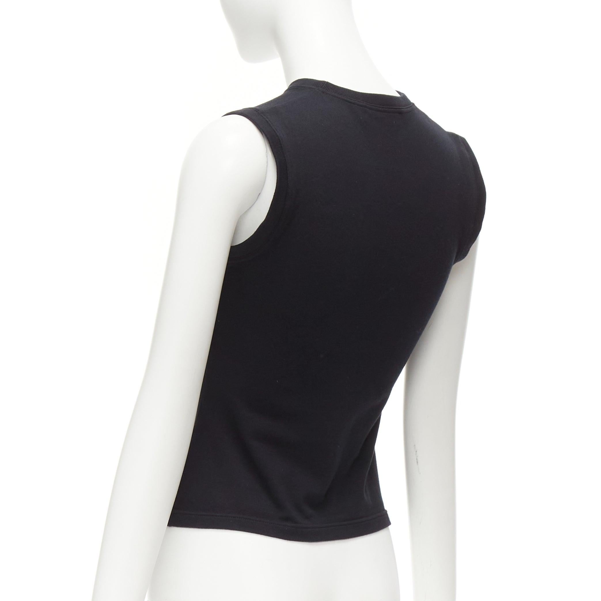 DIOR nero in cotone argento con logo CD, canotta girocollo senza maniche FR36 S in vendita 1