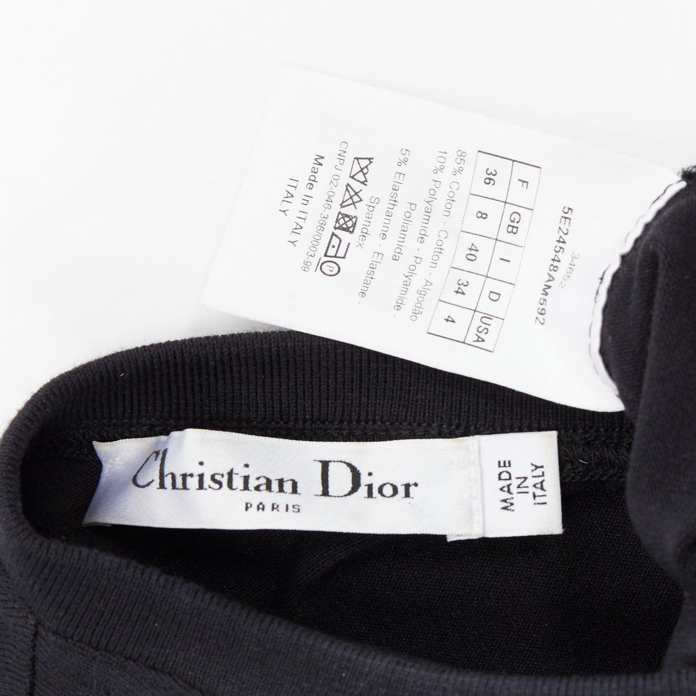 DIOR nero in cotone argento con logo CD, canotta girocollo senza maniche FR36 S in vendita 3