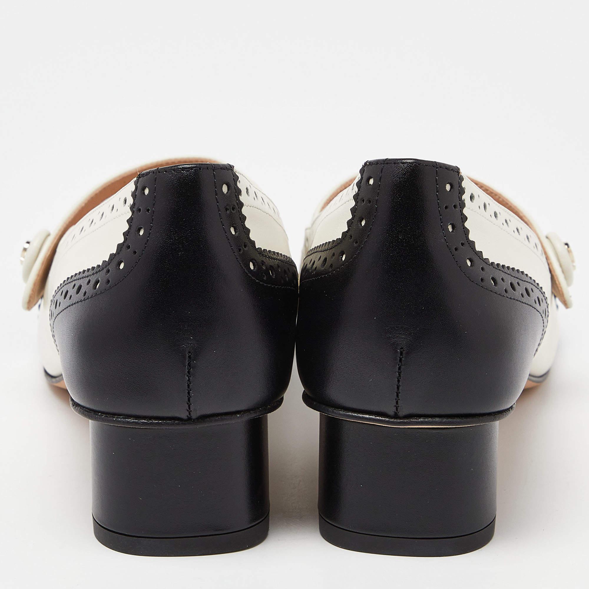Dior Black/Cream Leather Mary Jane Pumps Size 38 2