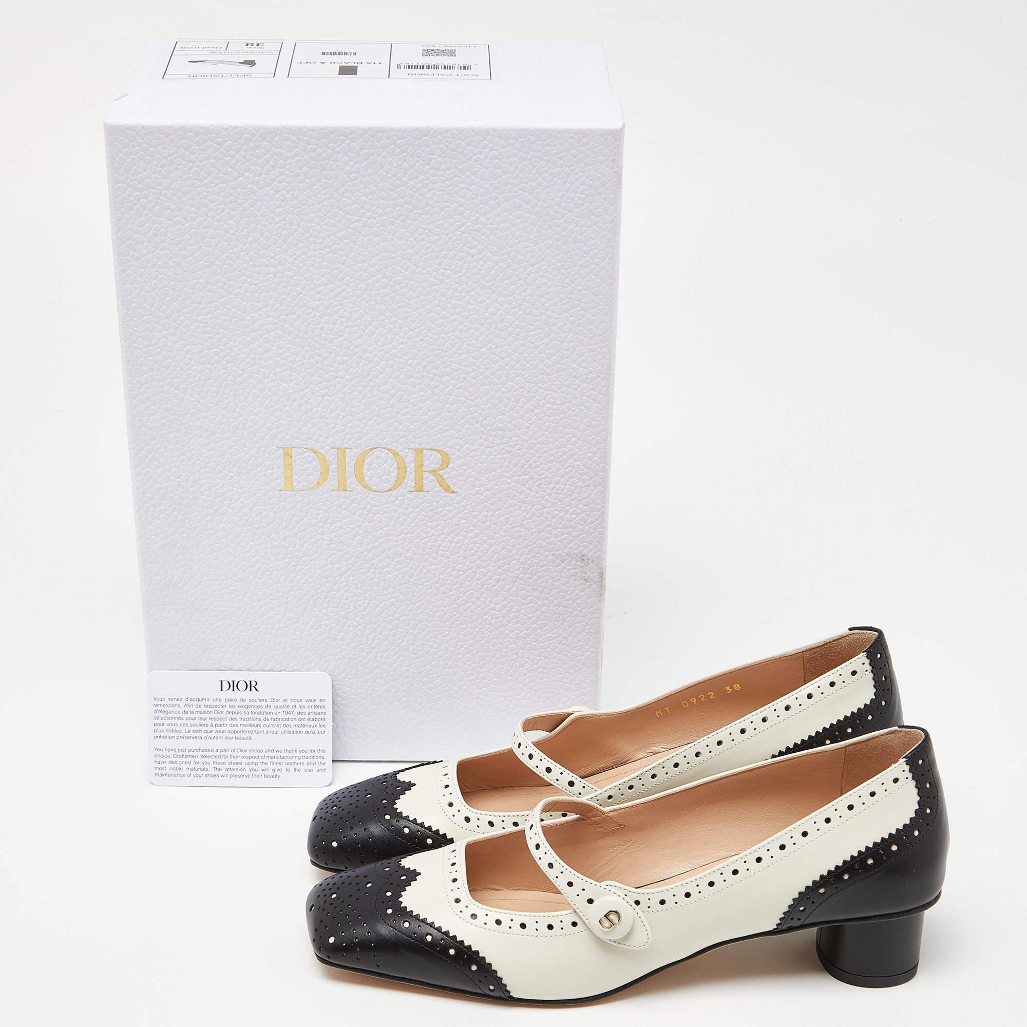 Dior Black/Cream Leather Mary Jane Pumps Size 38 5