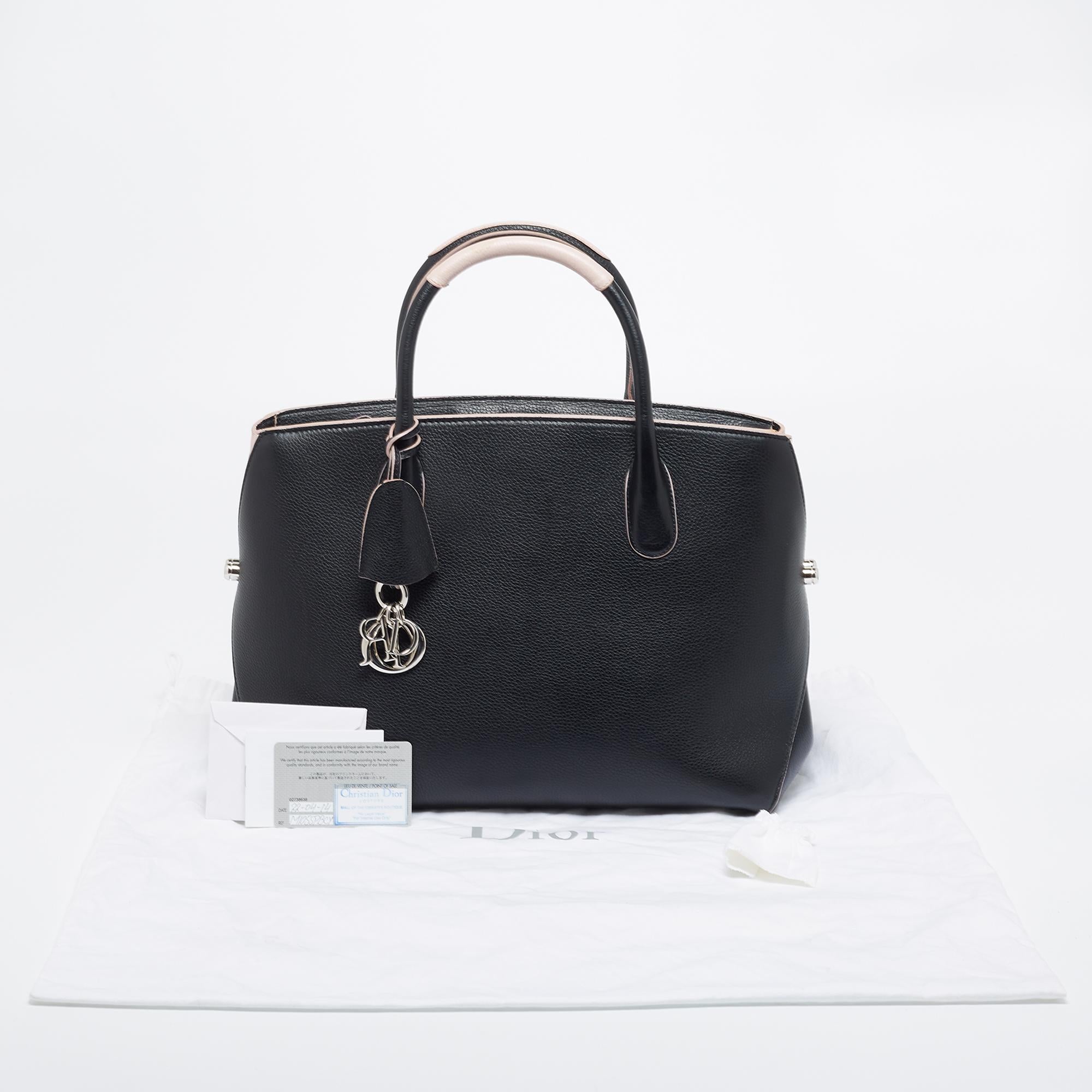 Dior Black/Cream Leather Open Bar Tote 9