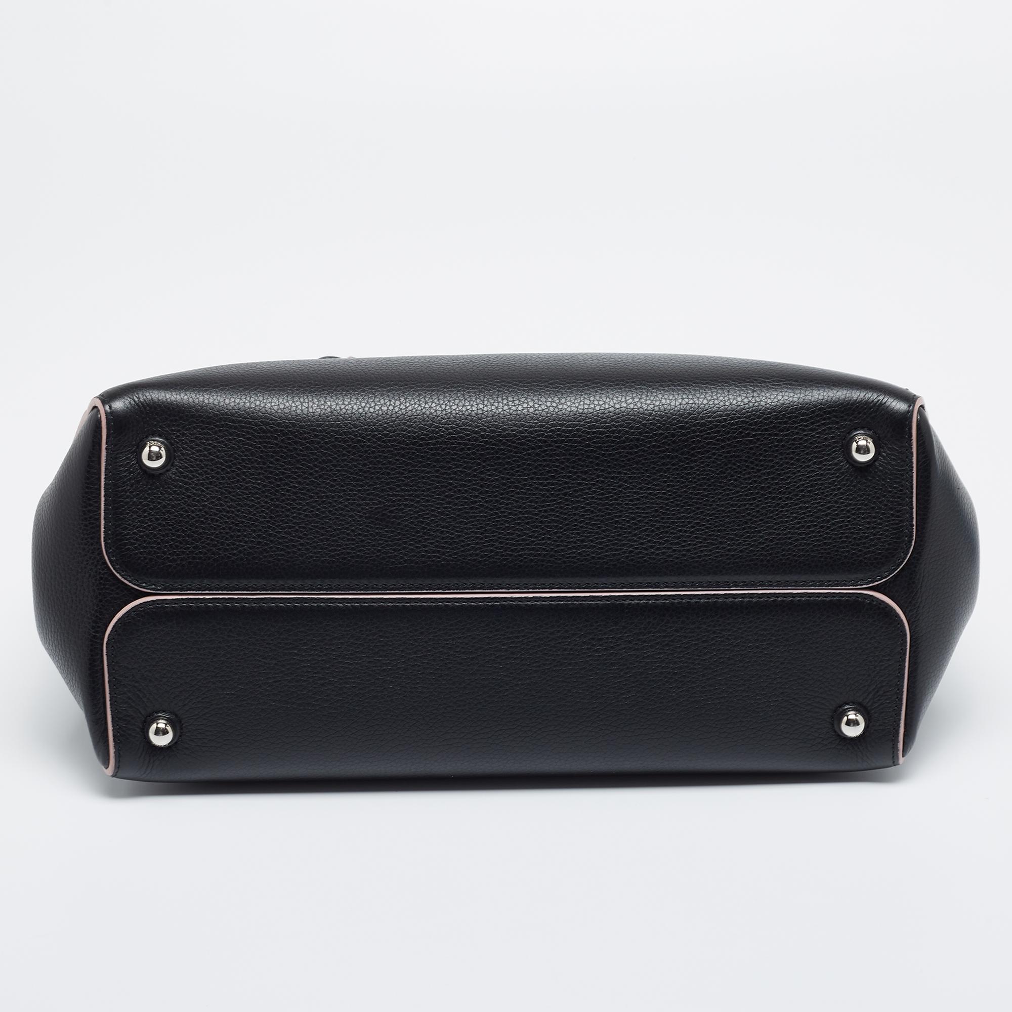 Dior Black/Cream Leather Open Bar Tote 1