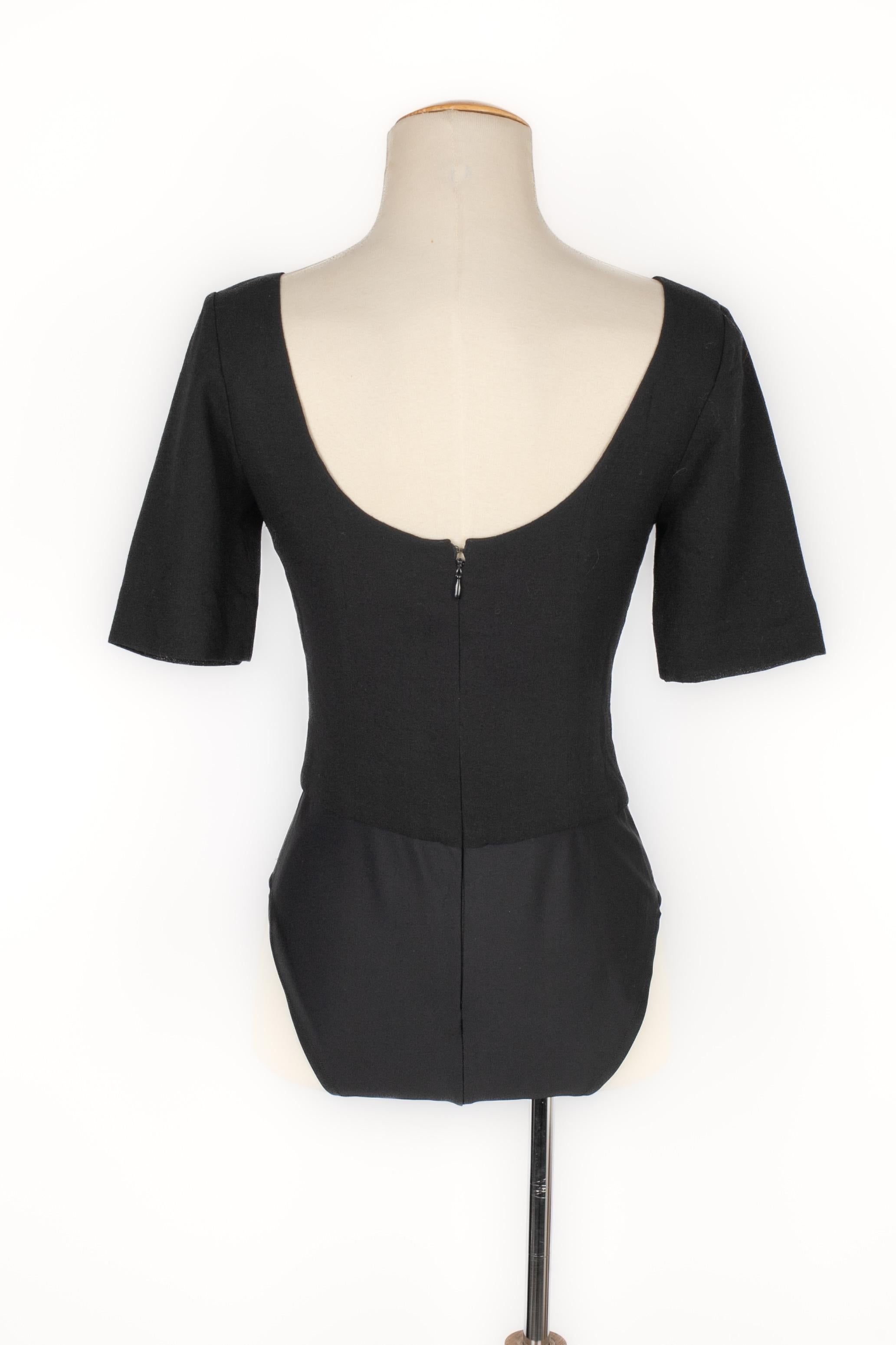 Dior Black Crepe Bodysuit In Excellent Condition For Sale In SAINT-OUEN-SUR-SEINE, FR